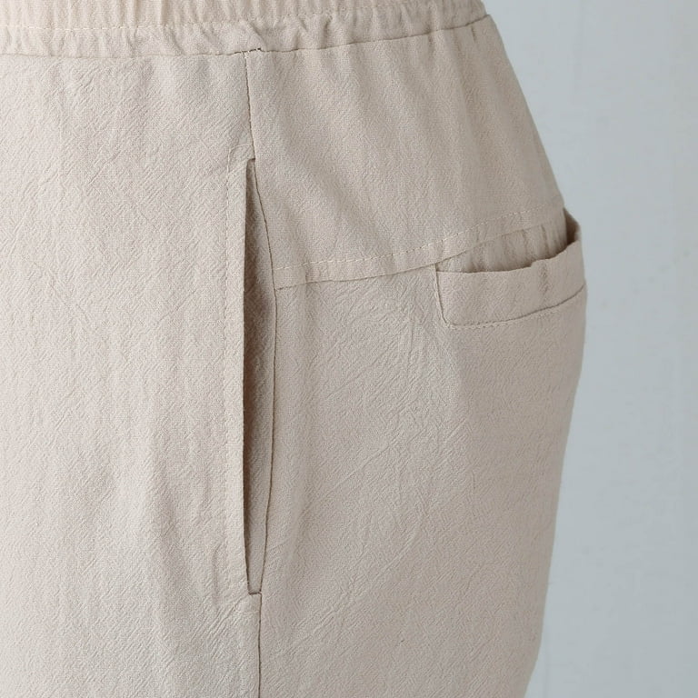 Frehsky mens shorts Men's Summer Casual Drawstring Ruched Shorts Pant Solid  Pocket Shorts Beige