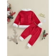 thumbnail image 4 of Cenuakty Baby Girls Boys Christmas Outfits Plush Patchwork Long Sleeve Red Coat Long Pants 2Pcs Fall Clothes Set, 4 of 8