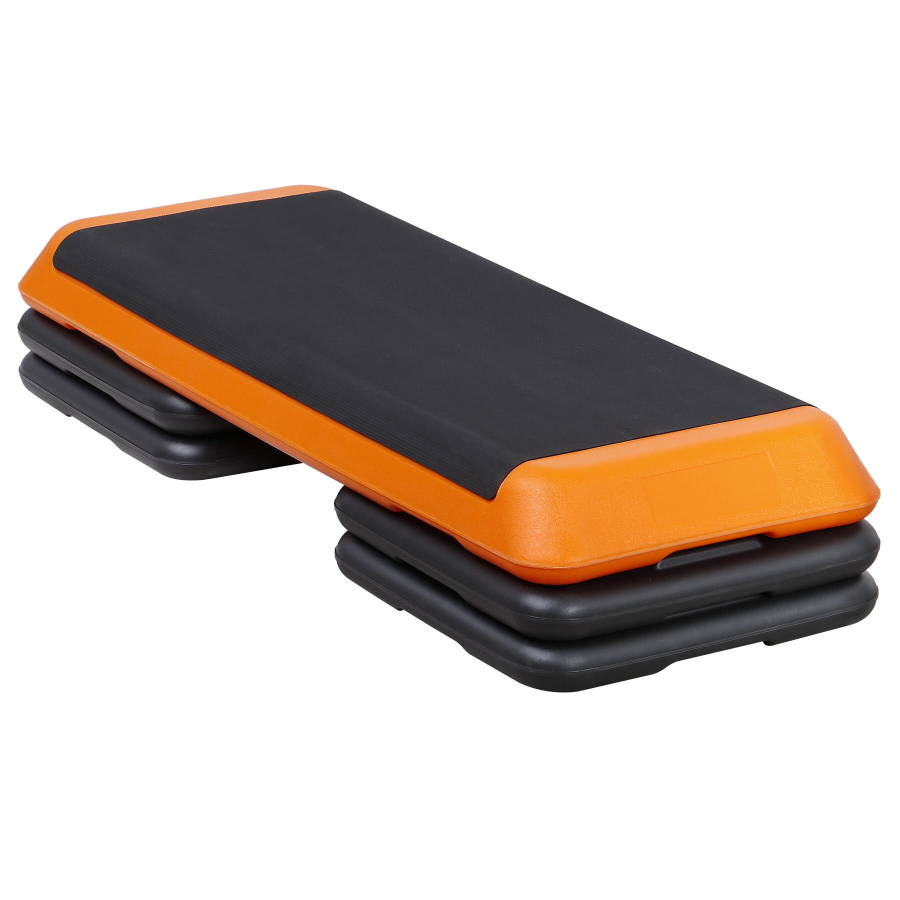 ZENSTYLE 43'' Aerobic Exercise Stepper Platform Adjustable Fitness Stepper W/4 Risers Orange