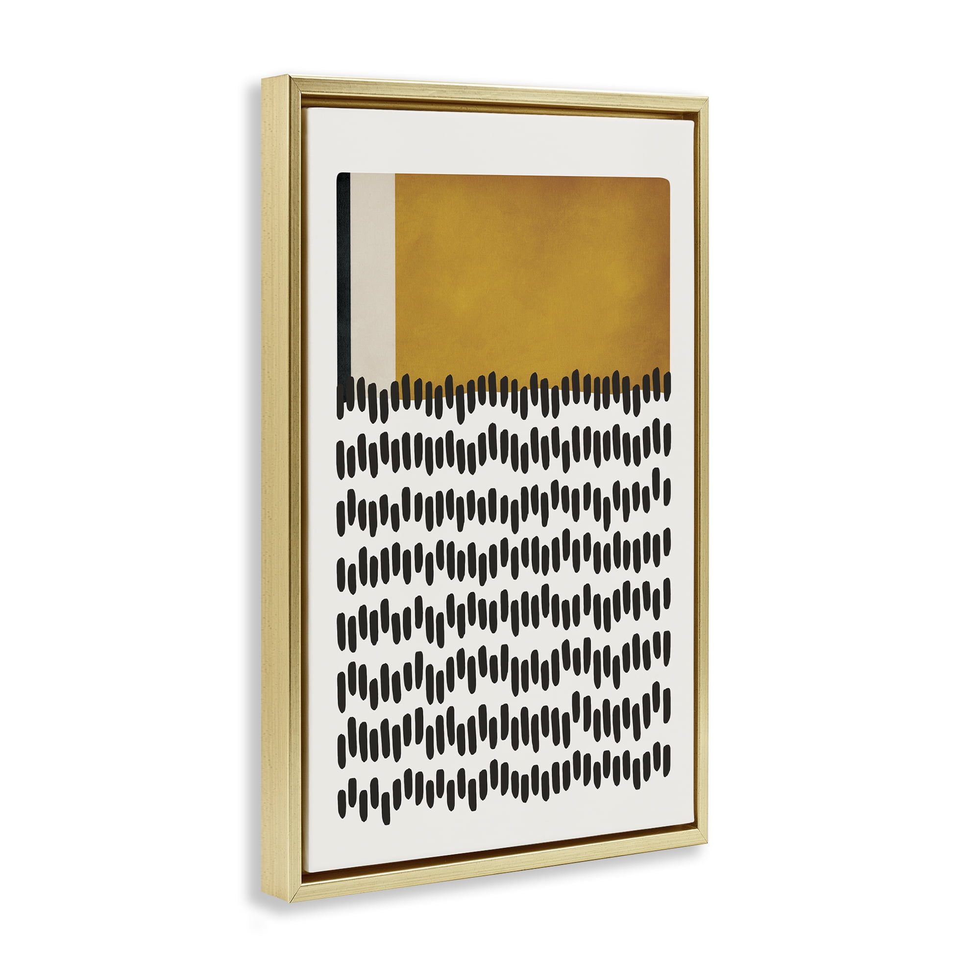 Stupell Industries Geometric Crosby Street Abstract Painting Gold Floater Framed Canvas Art Print Wall Art, 17 x 25