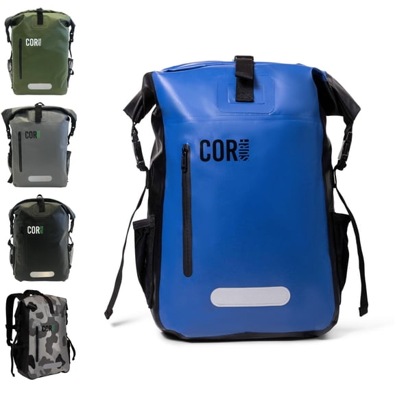 COR Surf Waterproof Dry Bag Backpack with Padded Laptop Sleeve Heavy Duty Roll-Top Pack (Dark Blue, 25L)