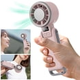 thumbnail image 2 of Foldable Handheld Portable Turbo Fan 4000mAh Battery Rechargeable Fan 5 Gear Wind W/ Ice Cooling & LED Display for Beach Vacation Cooking Office Travel Camping (Pink), 2 of 12