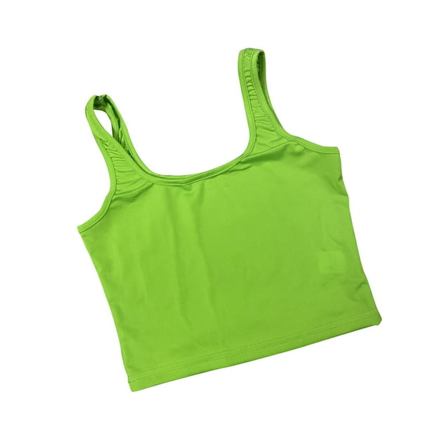Tops de verano cómodos recortados sin mangas para mujer, Top corto para  correr, ir de compras, gimnasio verde fluorescente