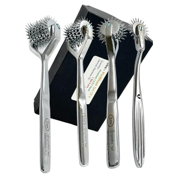 PREMIUM GERMAN SET OF 4 PCS DIAGNOSTIC NEUROLOGICAL WARTENBERG SENSORY PINWHEEL PIN WHEEL 1, 3, 5, 7 HEAD -A  QUALITY