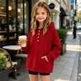 thumbnail image 4 of RYRJJ Girls Boys Snap Button Hooded Sweatshirt Long Sleeve Kangaroo Pocket Oversized Hoodies Loose Kids Casual Pullover Tops, 4 of 6