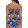 thumbnail image 3 of Hvot&aat Women's Ruffled Swimsuit Set High Waisted Bathing Suit Fashion 4th of July Printed 2 Piece Cute Halter Swimwear, 3 of 4