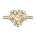thumbnail image 2 of 2.27 ct Brilliant Heart Cut Natural Morganite 14k Yellow Gold Halo Solitaire with Accents Bridal Wedding Engagement Promise Anniversary Ring for Women size 3.5, 2 of 7