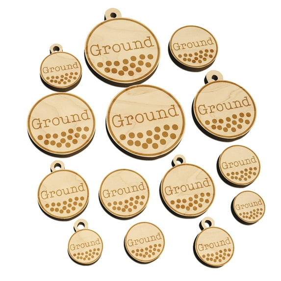 Ground Coffee Label Wood Mini Charms Shapes DIY Craft Jewelry - No Hole - 25mm (7pcs)
