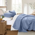 thumbnail image 3 of Ameha 3 Piece Reversible Quilt Set Ultra Soft Floral Coverlet Microfiber Bedding Set Cal.King Washed Blue All Season, 3 of 11