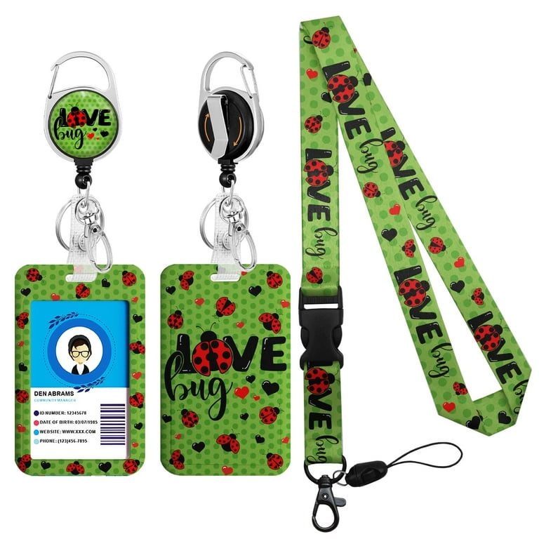 Ladybug Love Lanyards for Id Badges, Cute Badge Reel Heavy Duty with Carabiner  Clip, Fashionable ID Badge Holder with Breakaway Lanyard, Teacher Nurse  Office Christmas Gifts 