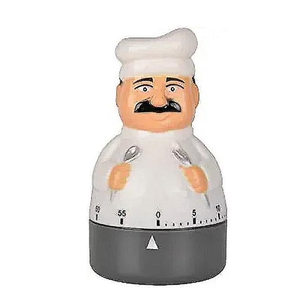 Temporizador de cocina Temporizador de cocina Temporizador mecánico Temporizador de cuenta regresiva de 60 minutos Reloj despertador con forma de chef, adecuado para niños y ancianos
