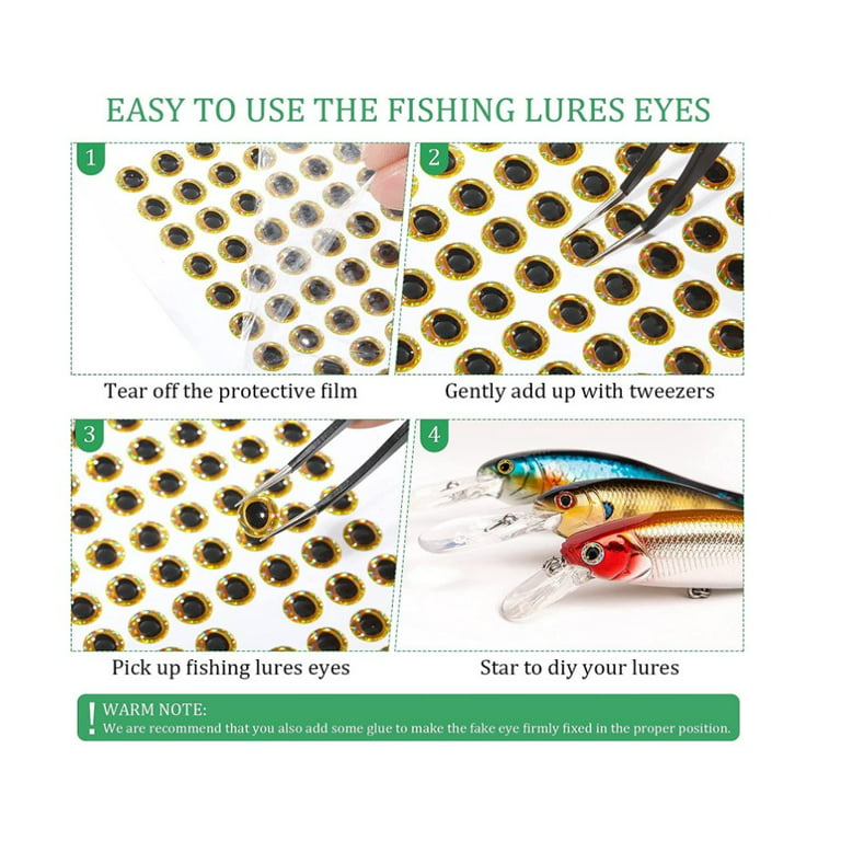 Opolski 183Pcs 3D Fishing Eyes Oval Pupil Fishing Lure Eye Emulational Laser  Fishing Lure Eyes Self-adhesive Fish Eyes Sticker for DIY Lure Baits Lure  Accessory 