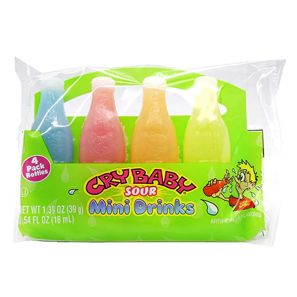 US Toy Cry Baby® Wax Bottles, Nostalgic Candy Drink, Sour Taste, 4