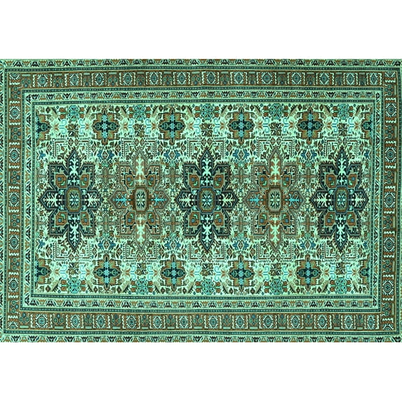 Ahgly Company Indoor Rectangle Persian Turquoise Blue Traditional Area Rugs, 6' x 9'