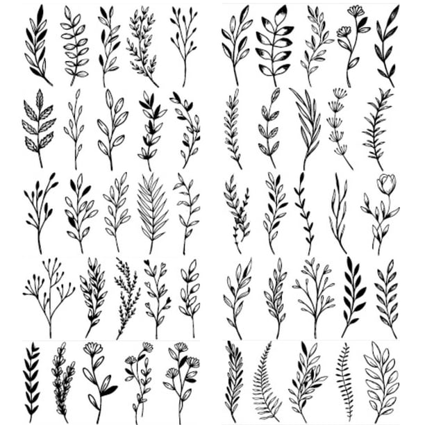 10 Pegatinas para Tatuajes Corporales Flores Tatuajes Frescos Hierba para Hombres Y Mujeres 68 X 140 Mm (A)