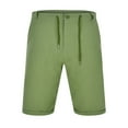thumbnail image 4 of HCNTES Men's Shorts Cotton Linen Shorts Loose Fit Elastic Loose Fit Drawstring Tapered Casual Pants(Green,S), 4 of 8