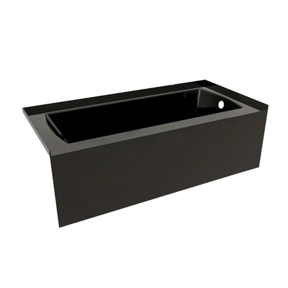 Pemberly Row Right Hand Drain Bathtub with Smooth Integral Skirt in Black
