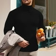 thumbnail image 2 of Knit Tops for Men Casual Sports Top Long Sleeved Turtleneck Sweater Solid Color Shirt Soft Warm Pullover Fitted Knitted Lightweight Ribbed Sweater Fashion Pullover Cozy Sweaters for Men, 2 of 8