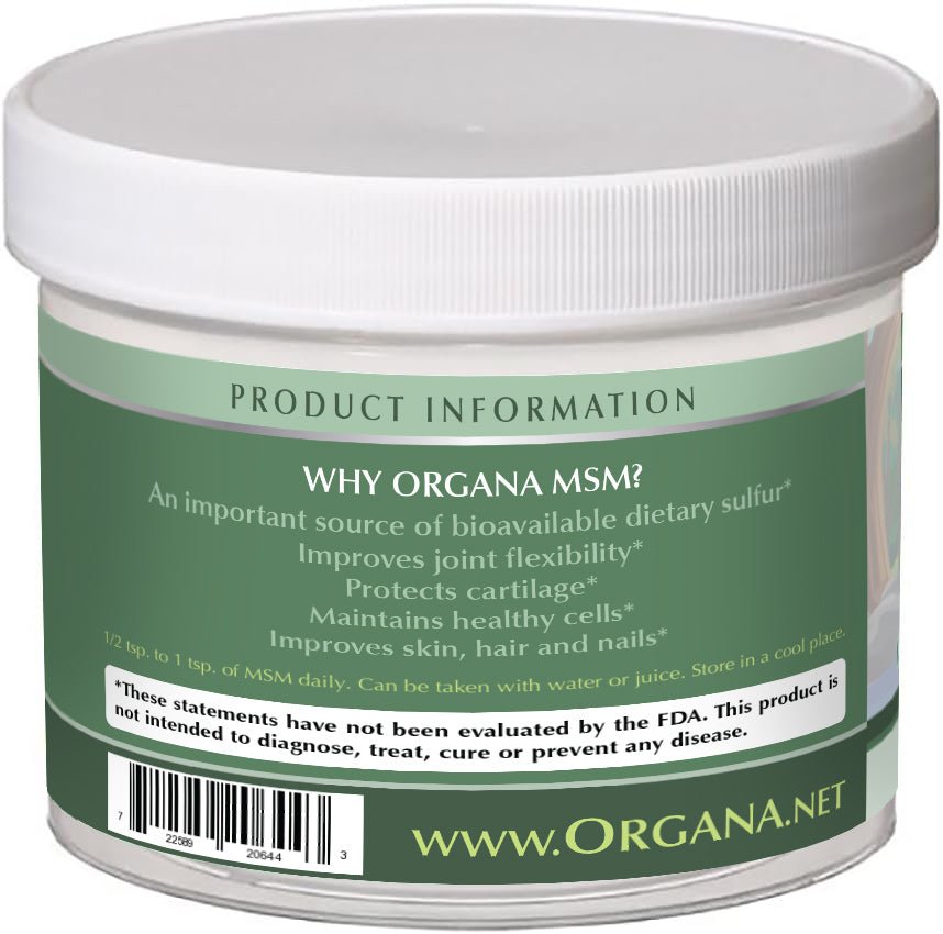 Fast Dissolving - MSM Powder - Methylsulfonylmethane, Dietary Supplement - Unflavored - Organa