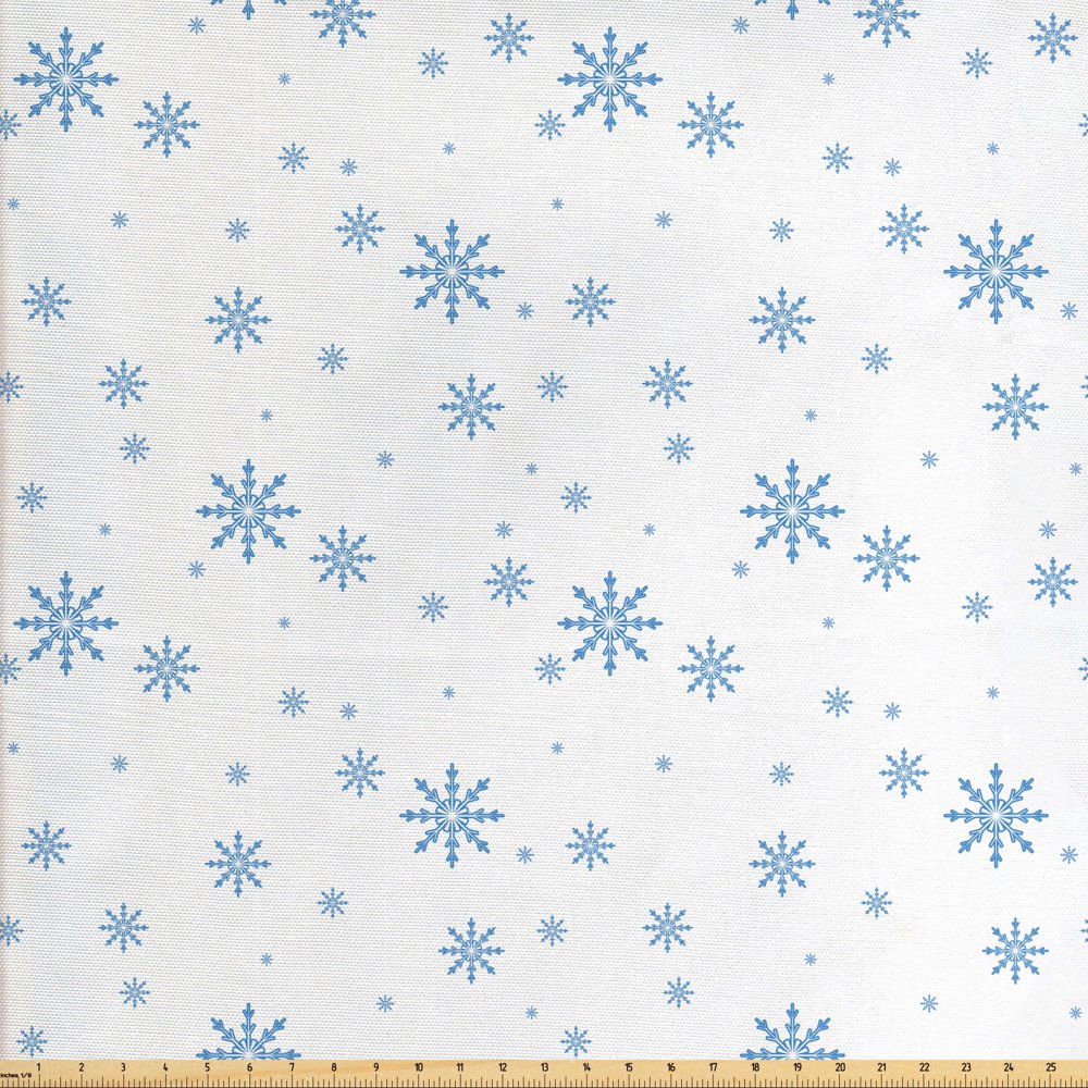Winter Fabric by The Yard, Cold December Design Simple Seasonal Snowy