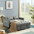 thumbnail image 3 of Zechuan Convertible Sofa Bed with Pull Out Bed - 55" Tufted Velvet Loveseat Sleeper Sofa - Gray, 3 of 9