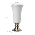 thumbnail image 4 of Ceramic Vase with Flared Top and Pedestal Base, Large, White and Gold, 4 of 4
