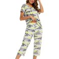 thumbnail image 2 of HAHDAXIA Womens Pajama Set Cotton Capri Pant Pyjama Short Sleeve Sleepwear Summer Pjs, 2 of 7