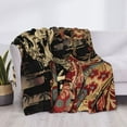 thumbnail image 3 of Fotbe Gothic Eastern Floral Skull Manta de Franela con Estampado, Manta Ultrasuave para Cama, Sofá, Auto, Hipoalergénica y Antibolitas-60"x50", 3 of 6