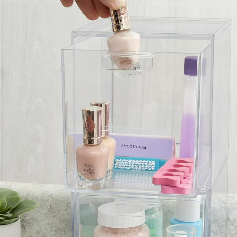 Stori Audrey Stackable Clear Bin Plastic Organizer Single Drawer | 4.5-Inches Tall | Organize Cosmetics and Beauty Supplies on A Vanity | Made in USA