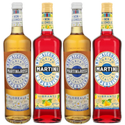 Martini & Rossi Floreale and Vibrante Mixed Pack, Non-Alcoholic Aperitivo Alcohol Free Drink | 4 PACK