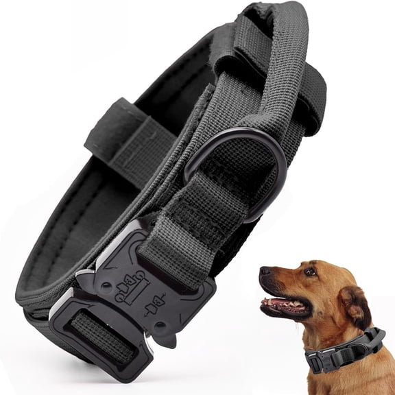 GASTROPOD Tactical Dog Collar, Adjustable Military Training Nylon Dog Collar with Control Handle and Heavy Quick-Release Metal Buckle for Small Medium Large Dogs, Black M