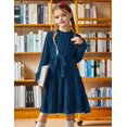 thumbnail image 2 of Vestido Arshiner azul de manga larga para fiesta formal de 12 a 13 años, 2 of 6