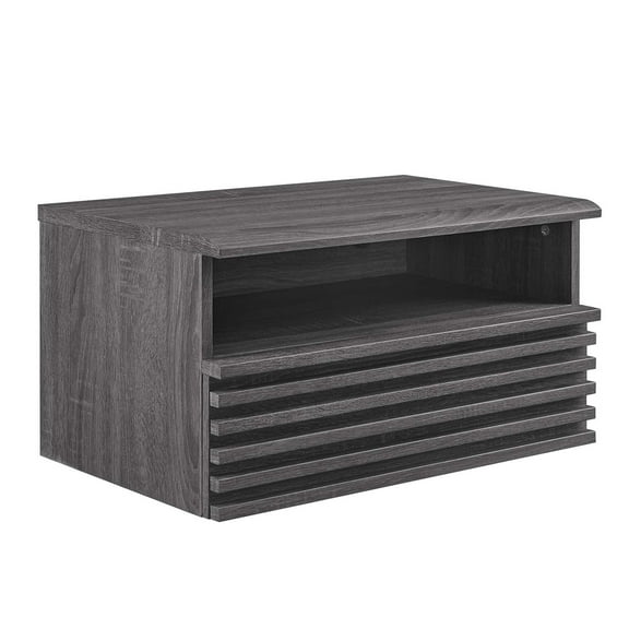 Modway Render Wall-Mount Nightstand in Charcoal