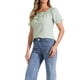 thumbnail image 4 of BLUSA DE GINGHAM A CUADROS INSPIRADA PARA MUJER CON CUELLO REDONDO, VOLANTES Y MANGAS PUFF TALLA XL VERDE, 4 of 6