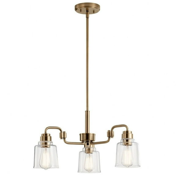52397WBR Kichler Lighting Aivian - 3 Light Small Chandelier In Vintage Industrial Style-12.5 Inches Tall and 22.75 Inches Wide-Weathered Brass Finish