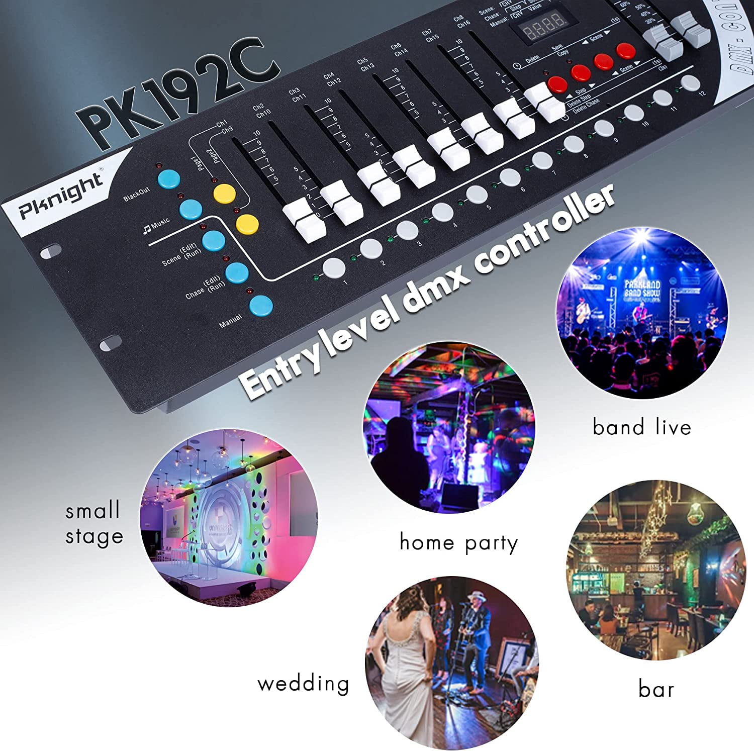 Pknight DMX Light Controller,192ch DMX Lighting Console,simple Lighting Board Controller For Stage Lights,dj Light And Ktv