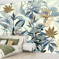 thumbnail image 2 of Peel and Stick Wallpaper Canvas Monotone shade blue Summer wild forest full blooming flower kind Modern Art Wall Mural Decor Self Adhesive and Removable 69in x 98in, 2 of 5