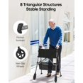 thumbnail image 6 of Verpal Lightweight Folding Walker for Seniors with 8 in Wheels, Steel, 330 lb Weight Capacity, Gray, 6 of 9