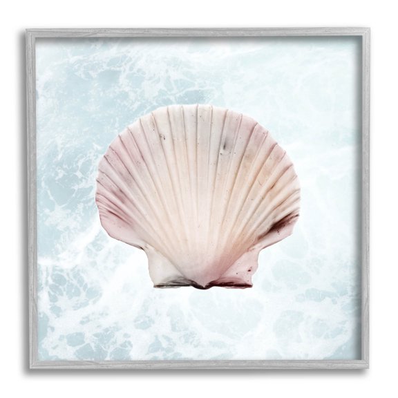 Stupell Industries Clam Shell Sea Water Graphic Art Gray Framed Art Print Wall Art, Design by Marcus Prime