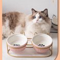 thumbnail image 2 of Comederos para perros y gatos bonitos Cuencos elevados de cerámica doble para gatos Cuencos para beber para mascotas Platos para agua y comida Prevenir la espondilosis cervical, 2 of 5