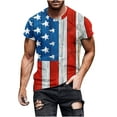 thumbnail image 2 of Itsame Fourth of July Independence Day Short T-Shirt Sleeve Mens American Flags Printed Short Sleeve Top, V-Neck Multicolor, 2 of 5