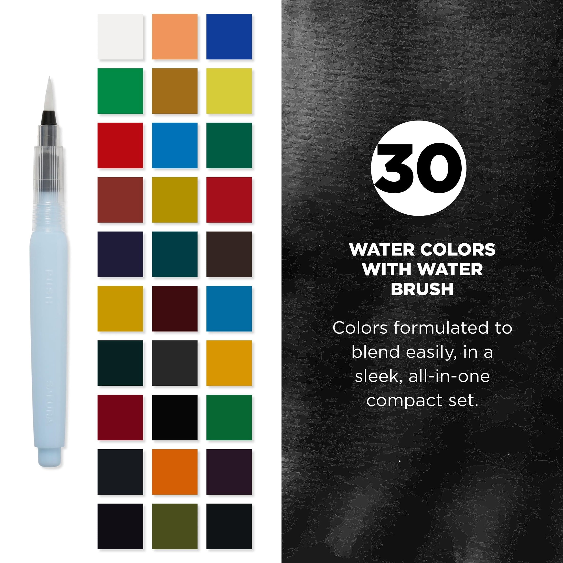 Sakura Koi Pocket Field Sketch Kit - Watercolor Sets for Painting On the Go - Holiday Gifts for Artists, Crafters & DIY Gifts Projects - 30 Colors - 1 Water Brush - 1 Sponge - 1 Mixing Palette