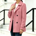 thumbnail image 5 of Riecok Pea Coats for Women Long Sleeve Button down Jackets Lapel Collar Overcoat Warm Casual Winter Outerwear M, 5 of 6