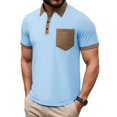 thumbnail image 2 of Caqnni Men Knit Polo Shirts Short Sleeve Casual Button Polo Shirt Fashion Golf Shirts Business Work Tops For Spring Fall Summer Winter(A-Light Blue,M), 2 of 8