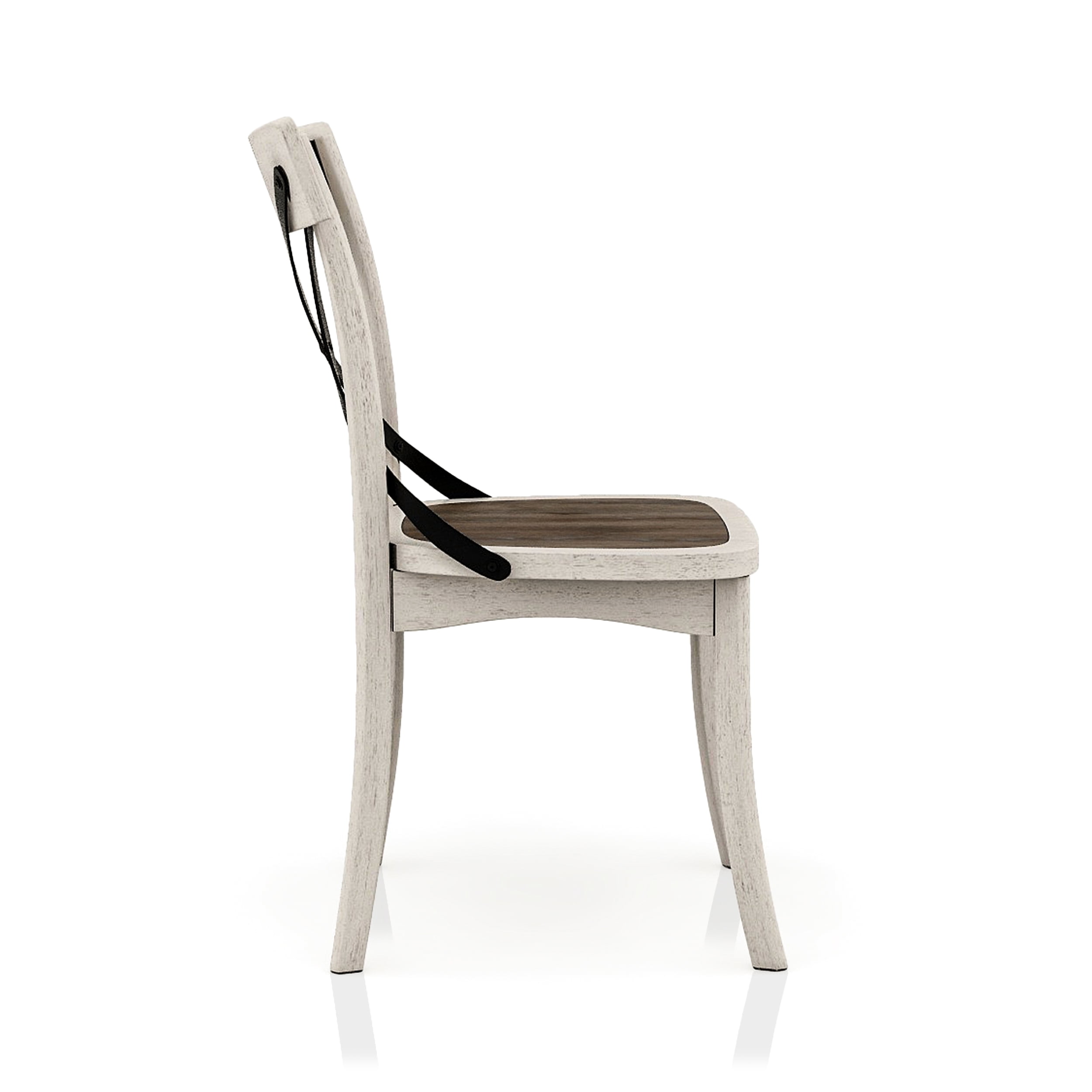 Furniture of America Acres Farmhouse Wood Dining Chair-Set of 2, Antique White