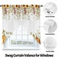 thumbnail image 4 of Swag Curtains Valances for Windows, Fall Thanksgiving Short Kitchen Window Curtains Over Sink, Orange Teal Green Pumpkin Cafe Curtain Panel Set Of 2,Rod Pocket, 63 Inches Length Leaf Sunflower White, 4 of 8