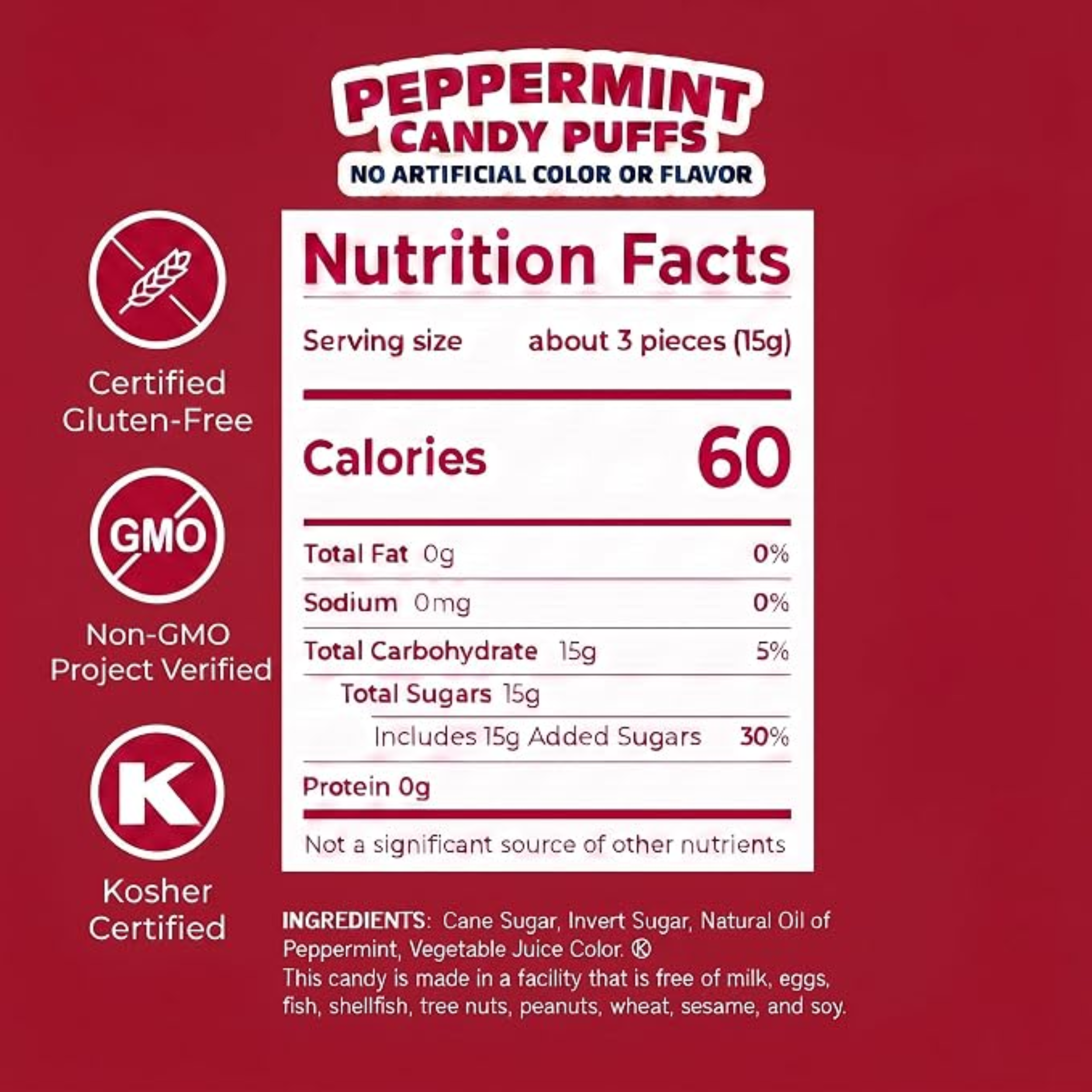 Red Bird Peppermint Candy Puffs, 52 oz Tub photo 7