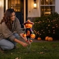 thumbnail image 4 of Halloween Outdoor Yard Decorations Pumpkin Scarecrow Garden Stake, 2D Bohemian Acrylic Lawn Decor with Witch Hat for Garden, Porch, Flower Bed and Party Display, 4 of 7