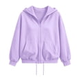 thumbnail image 6 of Angala Big Girls Zip Up Hoodie Fall Sweatshirt School Daily Wear Girls Casual Jacket Size 9-10 Years Purple, 6 of 6
