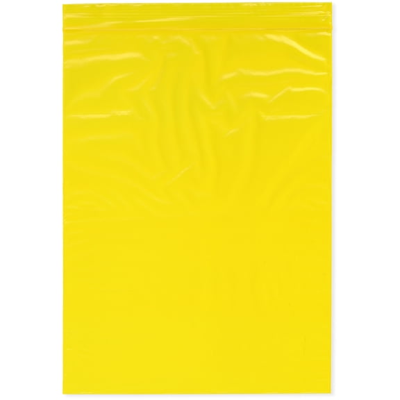 Plymor 9" x 12" (Pack of 100), Yellow 2 Mil Zipper Reclosable Plastic Bags